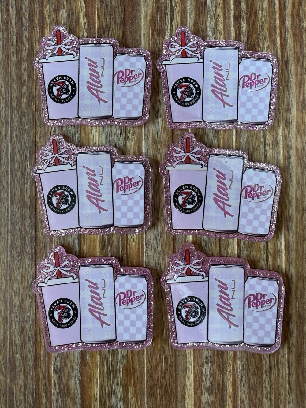 6 Pc 7 Brew, Alani, Dr Pepper Acrylic Flatbacks